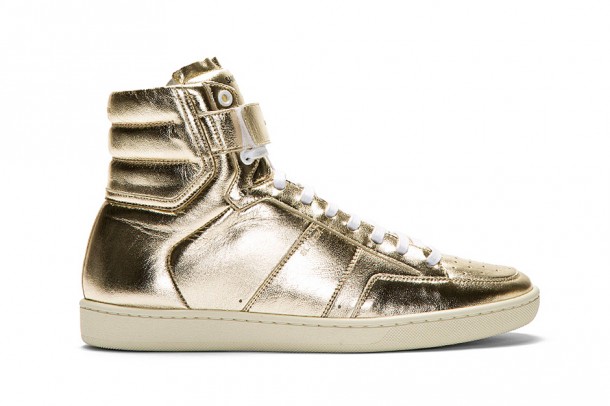 Die schönsten Haute Couture Sneaker 2014 - Saint Laurent Gold Lamé Leather Hi-Top Sneaker