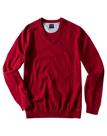 Kirschroter Pullover aus Baumwolle by Olymp