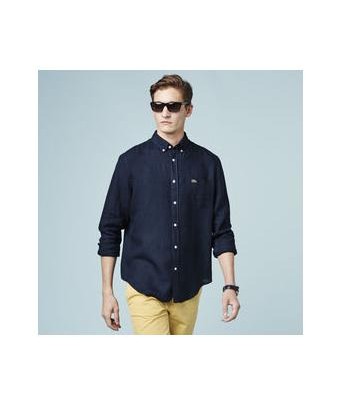 Linen shirt in navy blue by Lacoste
