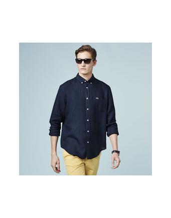 Linen shirt in navy blue by Lacoste