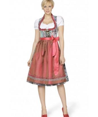 Midi Dirndl in Coral and Silver