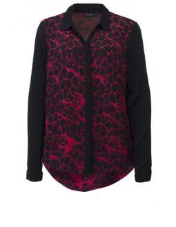 Red black leo print blouse by Gestuz
