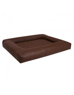 Fake leather dog bed in brown