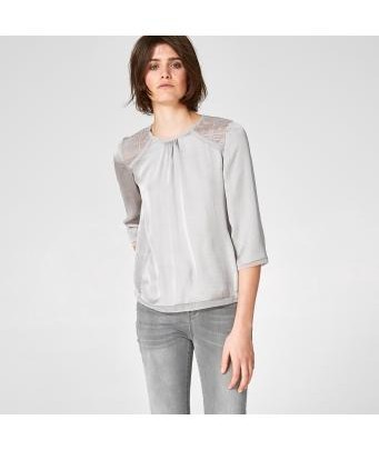 blouse with embroidered yoke | light grey