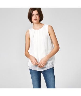 Layering-look silk top | white
