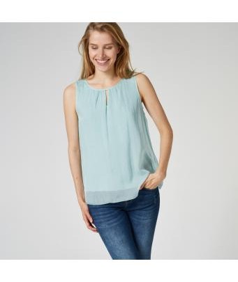 silk top with slit | light blue
