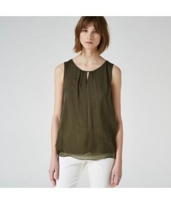 silk top with slit | khaki