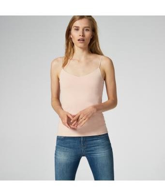 Spaghetti top with v-neck | nude