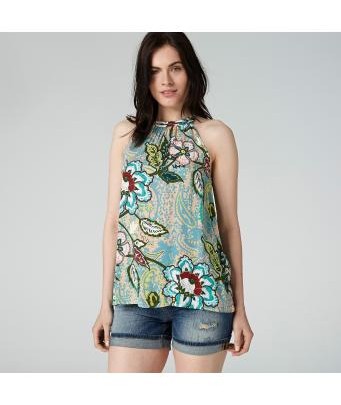 off-the-shoulder top with floral pattern