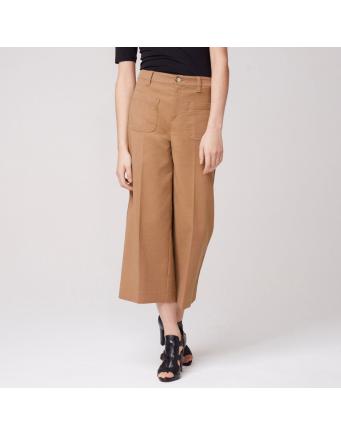 Wide cut cropped trousers - mocca