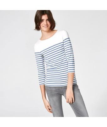 Ring striped shirt with three-quarter length sleeves - jeans-blue