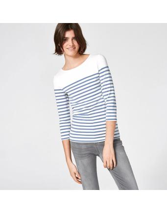 Ring striped shirt with three-quarter length sleeves - jeans-blue