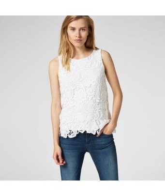 Floral lace top -  offwhite