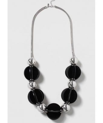 necklace synthetic resin spheres - black