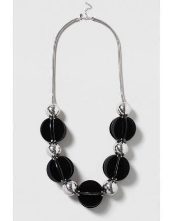 necklace synthetic resin spheres - black