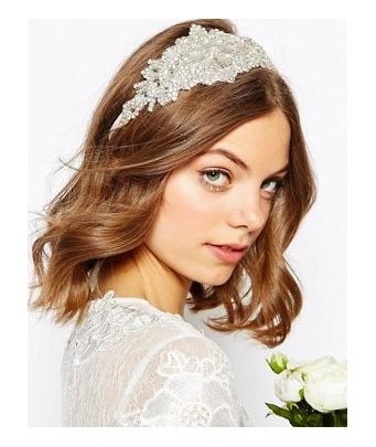 ASOS WEDDING - Haarband mit großem Strassstein - Weiß