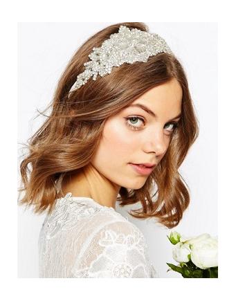 ASOS WEDDING - Haarband mit großem Strassstein - Weiß