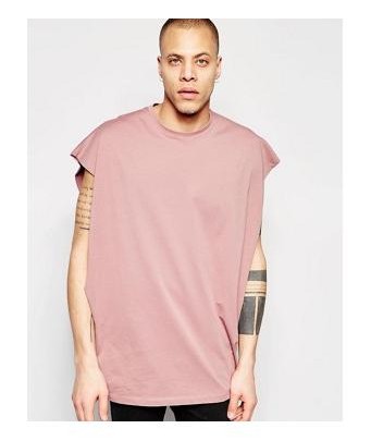 ASOS - ärmelloses Oversize-T-Shirt mit tiefen Armausschnitten in verwaschenem Rosa - Wurzelholz