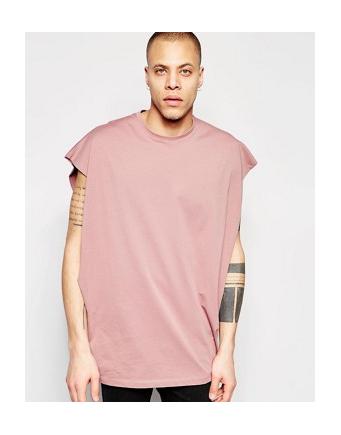 ASOS - sleeveless Oversize-t-shirt with deep arm cutouts - washed out pink