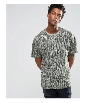 ASOS - Oversize-t-shirt with snake print - washed out  green