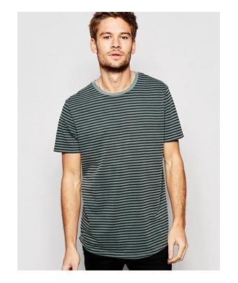 ASOS - long striped shirt with scoop neck - green