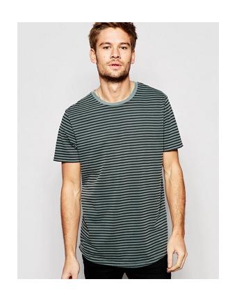 ASOS - long striped shirt with scoop neck - green