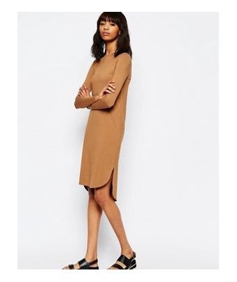 ASOS - Midi dress with rounded hem - brown