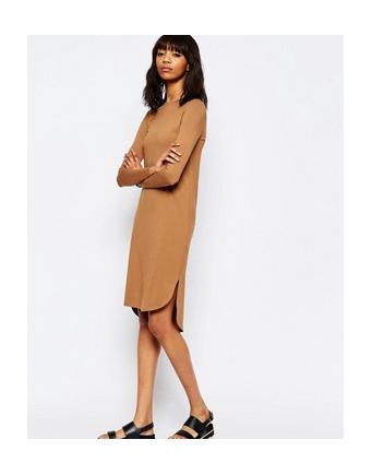 ASOS - Midi dress with rounded hem - brown