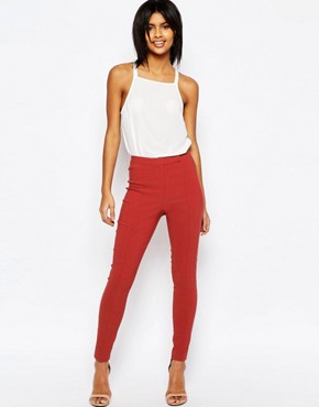 ASOS - high-waisted trousers with tight fit  - Terracotta