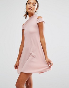 Daisy Street - high-cut dress with shoulder cutout - dusky pink