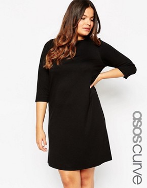ASOS CURVE - Sheath dress with three-quarter length sleeves - black