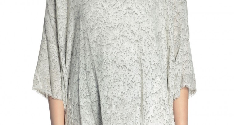 Patterned linen top - light grey