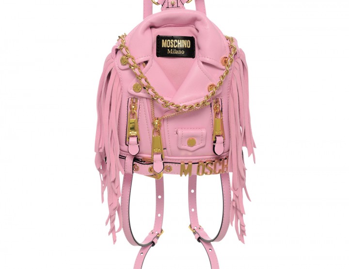 Mini leather backpack biker-style - pink