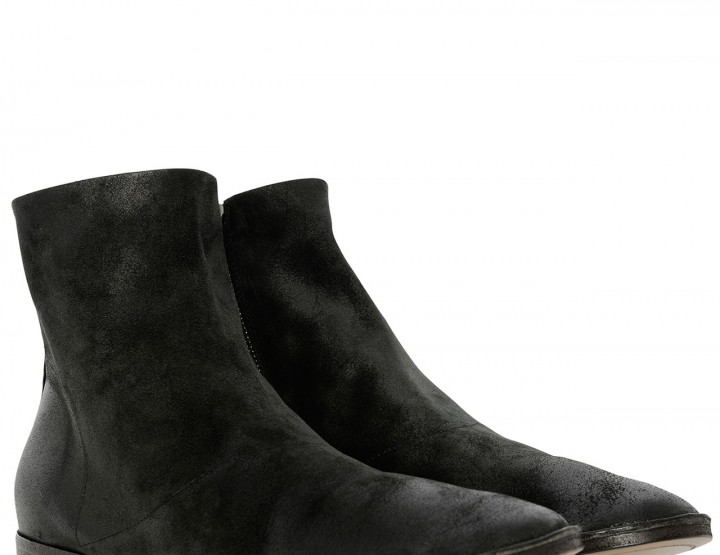 Black goatskin leather bootees Marsacco