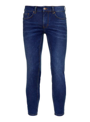 Mid Wash Cropped Spray On Skinny Jeans