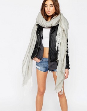 ASOS -  Oversized-scarf with zigzag-lines - grey