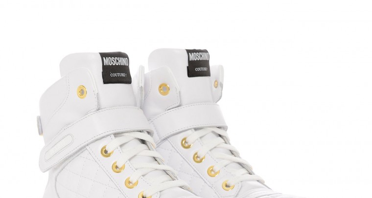 Quilted leather sneakers - white/gold