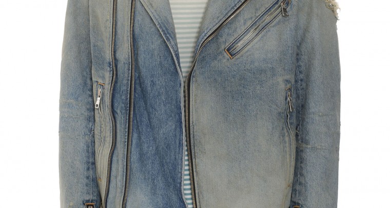 Distressed Jeansjacke vintage - blau