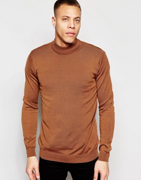 Weekday - Brady - Knitted pullover with half-height collar - brown