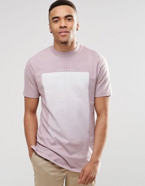ASOS - Langes T-Shirt mit Text-Print und breitem Ausschnitt - Violett