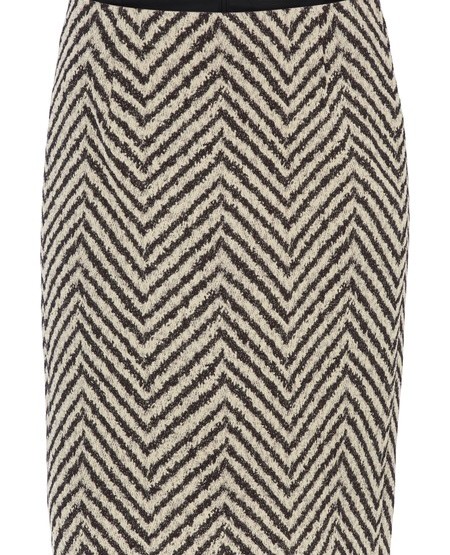Herringbone-jaquard sheath skirt