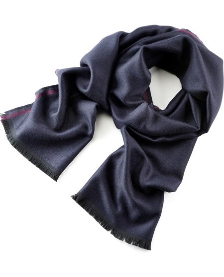 Woven wool scarf with contrast stripes