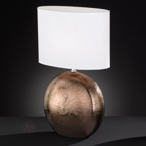 Table lamp with copper colored foot