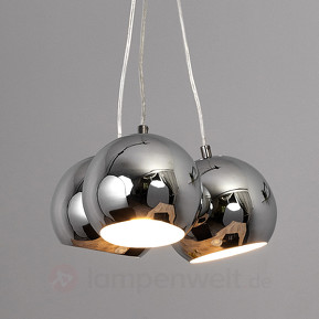 Gloss chrome spherical pendant luminaire Pepa, LED