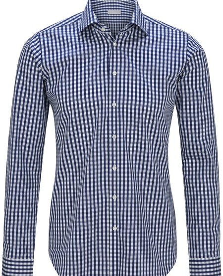 Yarn-dyed chequered shirt with satin stripes