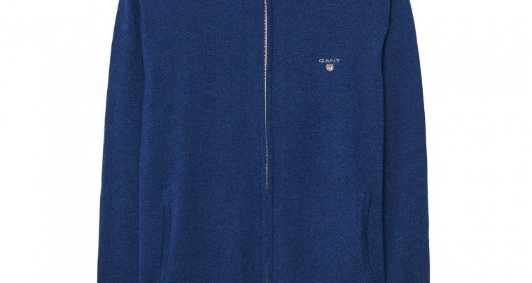 GANT  lambswool cardigan with zipper for men - Blue