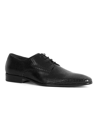 snake skin style derby shoes - black