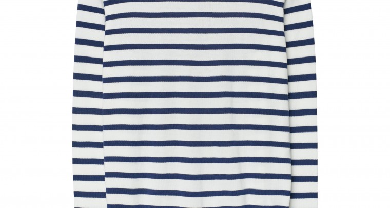 GANT Men's round neck pullover with breton stripes - white