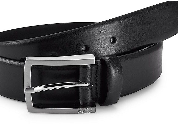 HUGO Men's leather belt BARNEY - black