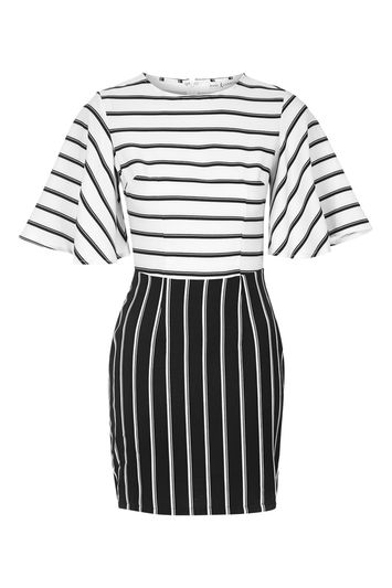 Striped shiftdress with wing sleeves by rare - black